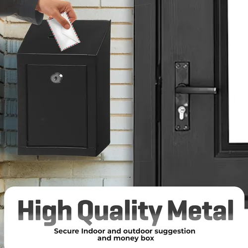 Vista 2 de Caja de Donación de Metal - Caja de Sugerencias con Ranura y Cerradura - Caja de Seguridad para Dinero - Caja de Depósito Segura - Caja