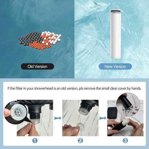 Vista 4 de Filtro de cabezal de ducha para ducha de mano, 1 paquete de filtros de suavizante de agua de repuesto para agua dura - Eliminar cloro y sustancias