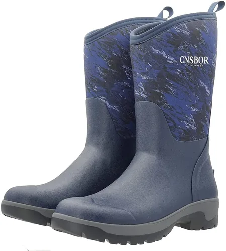 Vista 5 de CNSBOR Botas impermeables de goma aisladas para hombre, botas de lluvia de neopreno para exteriores