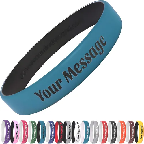 Vista 13 de Reminderband - Pulseras lujosas de silicona y goma para motivación, eventos, regalos, apoyo, recaudación de fondos y concientización, para hombres