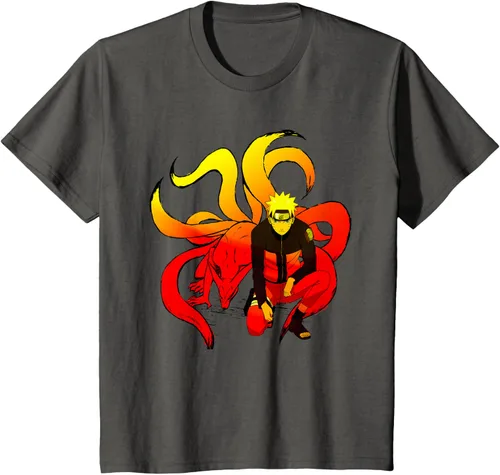 Vista 33 de Naruto Shippuden Naruto and 9 Tails - Camiseta de manga corta Negro