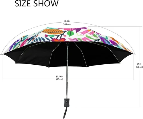 Vista 3 de Paraguas plegable auto abierto compacto sol lluvia paraguas flores flores colorido para mujeres hombres niños viaje sombrilla sol protección UV