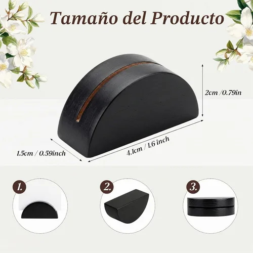 Vista 3 de 50 soportes de madera para números de mesa, tarjeteros semicirculares para bodas, tarjetas de nombre para números de mesa, etiqueta de nombre, menú