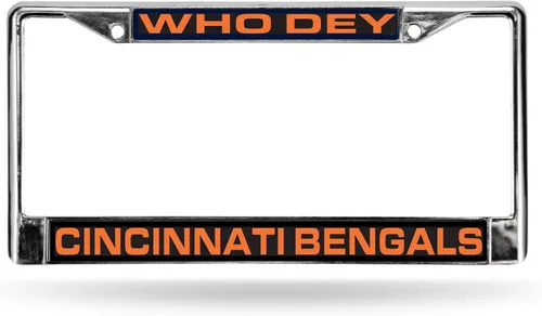 Vista 18 de Rico Industries NFL Unisex-Adult NFL Laser Cut Inlaid Standard Chrome License Plate Frame
