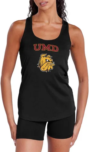 Vista 275 de Camiseta deportiva sin mangas oficial de NCAA Collegiate para mujer, con espalda cruzada, colección con logotipo primario