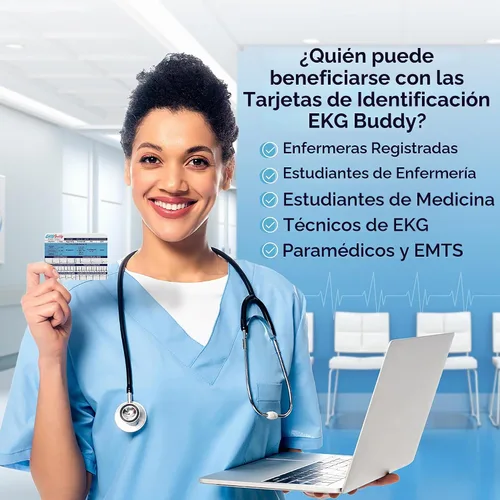 Vista 7 de Set de 5 tarjetas de interpretación de ECG de EKG Buddy - Tarjetas de ECG para enfermeras doble cara, guía de ritmo, hoja de trampa de ECG, tiras