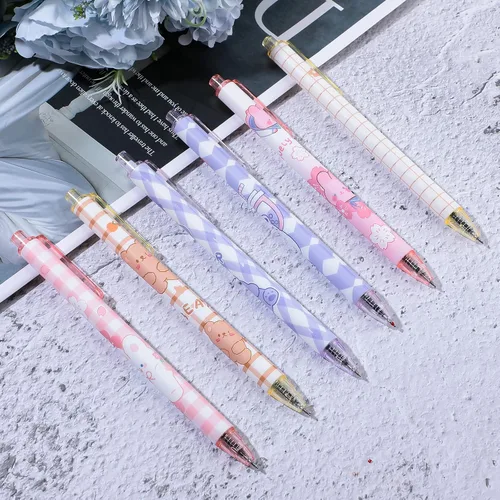 Vista 5 de Qualirey 12 bolígrafos Kawaii de tinta de gel de 0.020 in de tinta negra, bolígrafos Kawaii, retráctiles, elegantes, suministros escolares