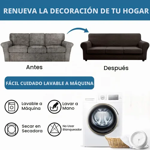 Vista 5 de Funda de sofá de 4 piezas, adecuada para 2 cojines extra grandes y 2 fundas de cojín de gran tamaño, funda protectora para muebles de mascotas