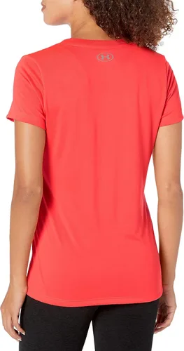 Vista 2 de Under Armour - Camiseta Tech de manga corta y cuello en V para mujer, color sólido