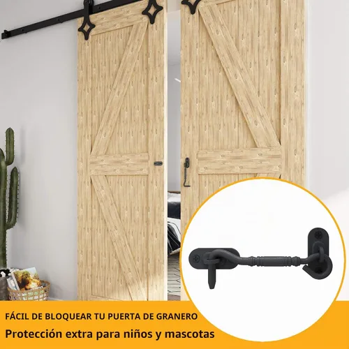 Vista 3 de skysen Pestillo de gancho de privacidad de 4 pulgadas para puerta corrediza de granero, negro (2802)