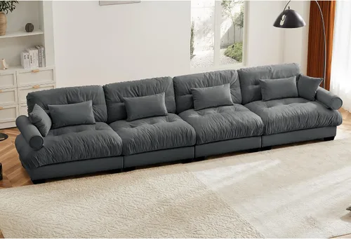 Vista 43 de Otomana beige para sofá modular modular, sofá individual, asiento otomano para sofá modular convertible, sofás de terciopelo para sala de estar