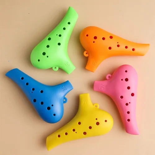 Vista 5 de Aestivate Instrumento Ocarina de plástico Ocarina 12 Agujeros Ocarina Alto C Instrumento Ocarina de 12 Agujeros Instrumento Fácil (naranja)