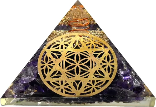 Vista 27 de Amazing Gemstone Pirámide de orgón de amatista para EMF y protección de energía negativa - Pirámide de cristal de amatista natural, Amatista