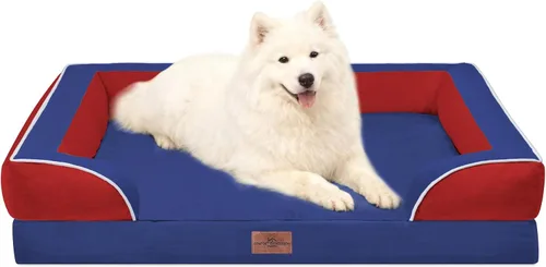 Vista 146 de Comfort Expression - Cama ortopédica para perros medianos, 28 x 19 pulgadas, cama impermeable y de apoyo de espuma con cojines removibles, sofá