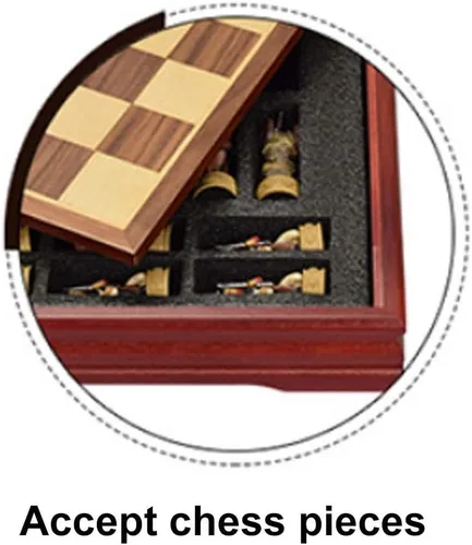 Vista 8 de Juego de ajedrez para adultos y niños, juego de ajedrez de madera y personajes, tablero de ajedrez plegable portátil, juego para adultos y niños