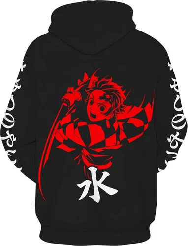 Vista 2 de DENCTORAM Anime Kamado Tanjirou Sudadera con capucha estampada en 3D Tanjirou Cosplay Sudadera Sudadera con capucha para disfraz de Halloween