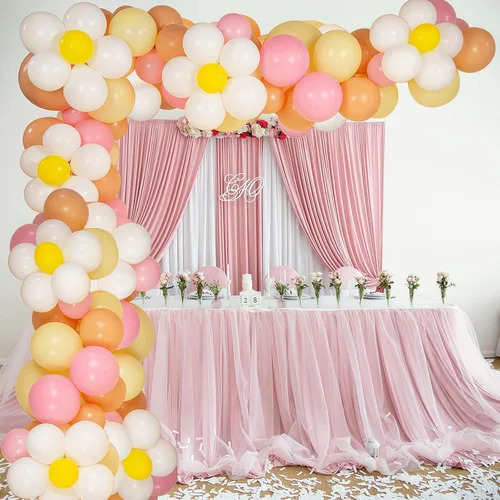 Vista 5 de Arco de guirnalda de globos de margarita, rosa, amarillo, blanco