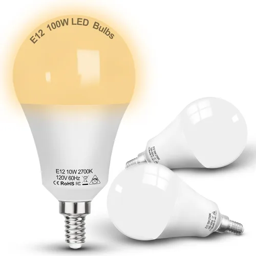 Vista 18 de ALIDE Bombillas LED E12 equivalentes a 40 vatios, 2700 K blanco cálido, bombilla LED E12 T6 C7 de 4 W para ventilador de techo, lámpara colgante