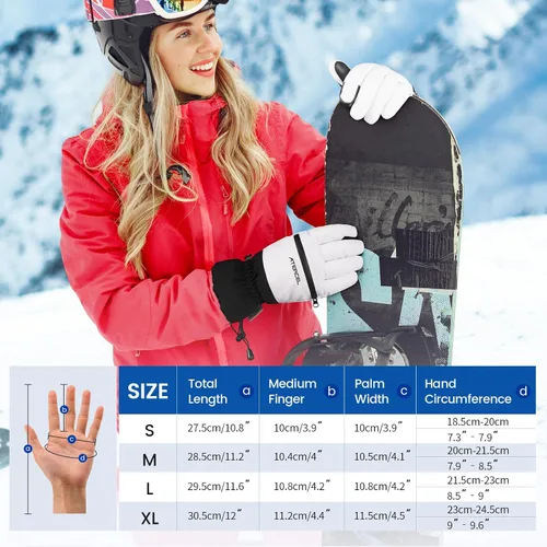 Vista 6 de ATERCEL Guantes de esquí impermeables, guantes Thinsulate cálidos 3M, pantalla táctil, ideales para hombres y mujeres en esquí, snowboard, motos