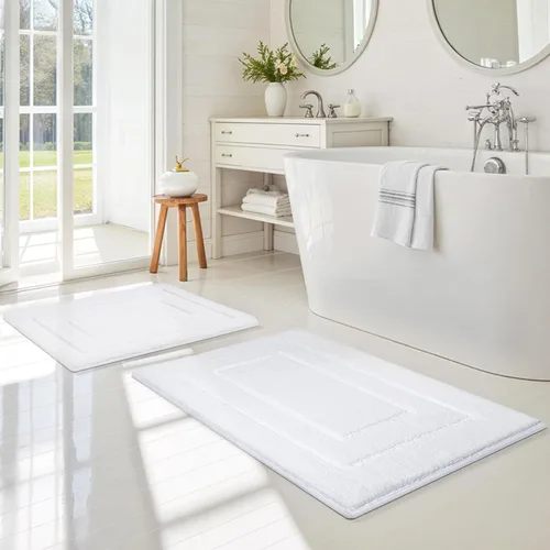 Vista 23 de GRANNY SAYS Juego de 2 alfombras de baño suaves para baño, alfombras de baño antideslizantes y lavables, alfombras de baño absorbentes para bañera