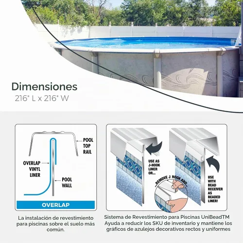 Vista 3 de Swimline Pared de vinilo redondo de calibre estándar duradero de 18 pies