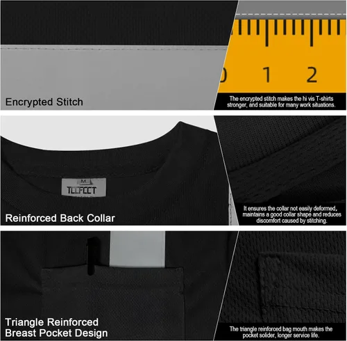 Vista 4 de TCCFCCT Camisas de seguridad para hombre reflectantes Clase 3 de manga larga de alta visibilidad, camisas de alta visibilidad para hombre y mujer