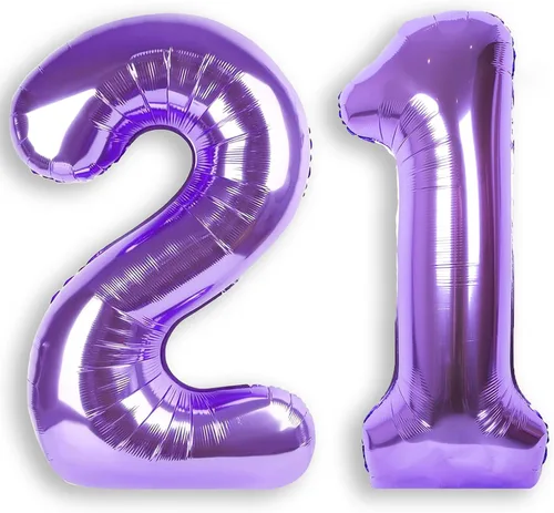 Vista 12 de Globo de número 0 de 40 pulgadas de RainbowQ Party, grande, color púrpura, para niños o niñas, números del 0 al 9, de papel de aluminio y Mylar
