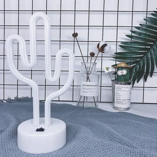 Vista 6 de Cartel de neón LED para interior, luz nocturna con base de soporte, funciona con batería/USB, luz decorativa de neón