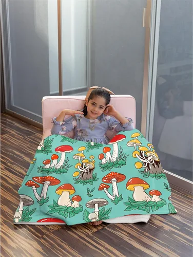 Vista 7 de Manta de colección de hongos, manta de botánica de hongos, regalos para niños y niñas, ultra suave, cálida y ligera, manta de franela de forro polar