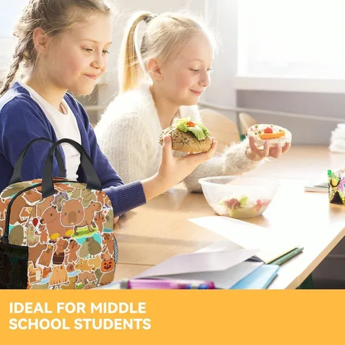 Vista 8 de Lonchera para niños – Bolsas de almuerzo con aislamiento medio con correa para el hombro – Bonita lonchera para niños y niñas – Bolsa de almuerzo