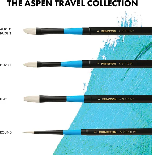 Vista 7 de Princeton Artist Brush Co. Aspen Series 6500 – Cepillo redondo de viaje de mango corto 2 – Pincel redondo sintético para pintura al óleo y acrílico