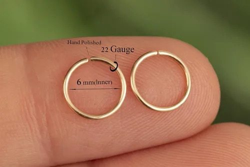 Vista 49 de Aretes de aro de oro de plata – Aretes de aro para mujer, dos piezas de aros de plata fina rellenos de oro, aro de hélice, anillo de tragus, aro