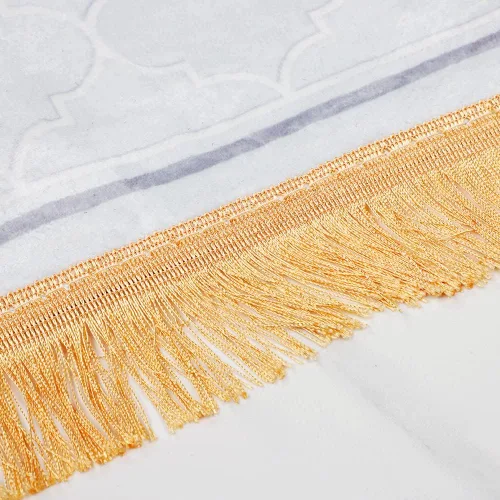 Vista 6 de Alfombra de oración musulmana, alfombra de oración islámica, turca, alfombra gruesa y suave de franela Janamaz Sajada, Ramadán o Eid, color blanco, L