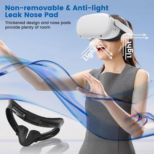 Vista 3 de VR Face Pad for Oculus Quest 2,Facial Interface Bracket Face Cover with Nose Pad, 2pcs PU Leather Foam Cushion for Meta Quest 2 Accessories