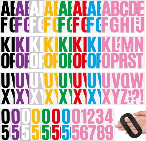Vista 19 de Qilery 32 hojas de 0.5 pulgada de calcomanías de letras y números autoadhesivas, letras de vinilo alfabéticas de gran fuente, etiquetas de números