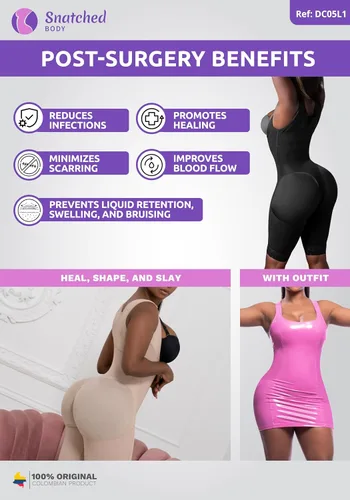 Vista 4 de Snatched Body Faja Post Cirugía Etapa 1 Sin Sujetador Fajas Colombianas Moldeadoras para BBL Faja de Alta Compresión