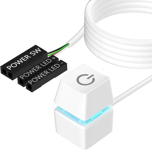 Vista 8 de Oddtone Botón de encendido para PC, interruptor de alimentación LED externo de escritorio encendido/apagado, 65 pulgadas, botón de inicio de PC