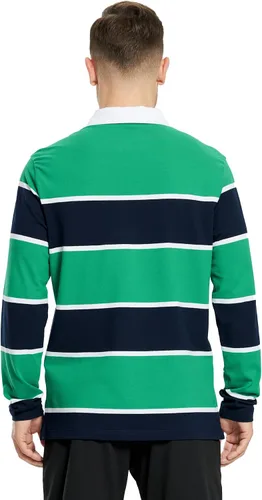 Vista 3 de Polo de golf para hombre, manga larga, a rayas, ajuste seco, casual, cuello piqué para hombre