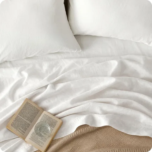 Vista 10 de Bedsure Sábanas de lino, cama tamaño Queen, mezcla de sábanas de lino y algodón, sábanas de algodón transpirable, regalos para todas las estaciones