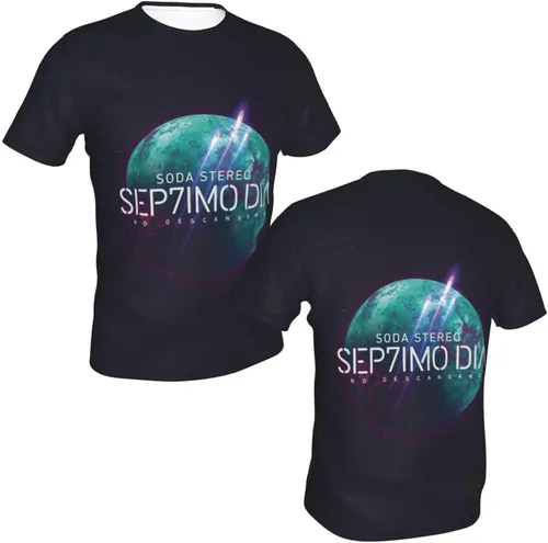 Vista 6 de Soda Stereo Sep7imo Dia T Shirt Men's Summer Tee Casual Short Sleeve 3D Print Shirts