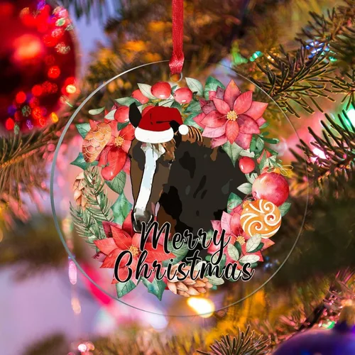 Vista 16 de Corona de Navidad, adorno colgante de árbol de Navidad, sombrero de Feliz Navidad, decoración de árbol de Navidad, adornos de Navidad acrílicos
