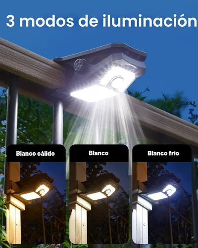 Vista 3 de Luces solares con sensor de movimiento para exteriores, luces solares con clip para exteriores, impermeables, luces de seguridad alimentadas por