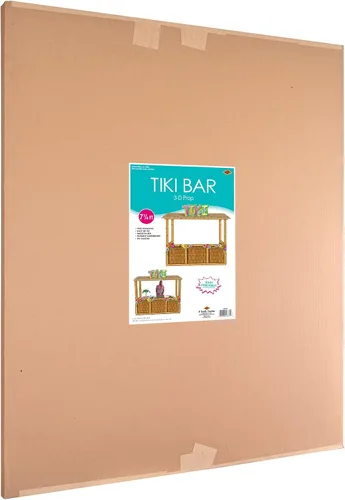 Vista 6 de Beistle 3-D Tiki Bar Prop - Pantalla grande de cartón corrugado Luau, 6 pies 11 pulgadas x 7 pies 3 pulgadas, decoración de fiesta de playa temática