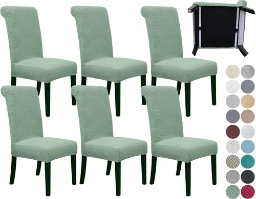 Vista 9 de SPRINGRICO Paquete de 2 fundas para sillas de comedor con cinturón de seguridad, fundas elásticas para sillas Parsons lavables, fundas protectoras