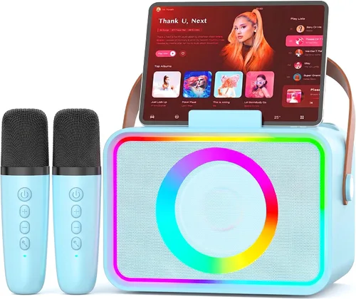 Vista 12 de Máquina de karaoke para niños y adultos, altavoz Bluetooth, 2 micrófonos Negro