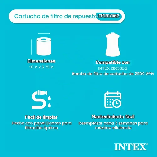 Vista 4 de Intex 29005E - Cartucho de bomba de filtro de material Dacron fácil de limpiar, 29005E para piscina, tipo B, (paquete de 2)