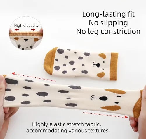 Vista 5 de Calcetines para bebé, antideslizantes, mezcla de algodón, elásticos, unisex para niños y niñas, de 0 a 5 años (paquete de 2 pares)