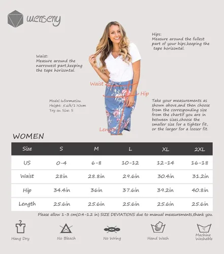 Vista 5 de wenseny Womens Skirts Knee Length Pencil Skirts Elastic Midi Bodycon Solid Drawstring Daily Dresses