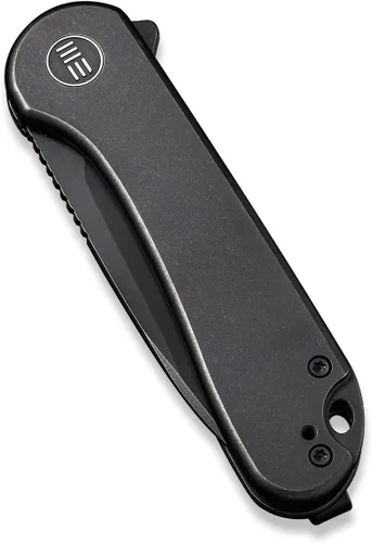 Vista 3 de WeKnife Elementum - Cuchillo plegable de bolsillo de 2.96 pulgadas CPM 20CV, mango de titanio, bloqueo de marco de seguridad, bueno para EDC Negro