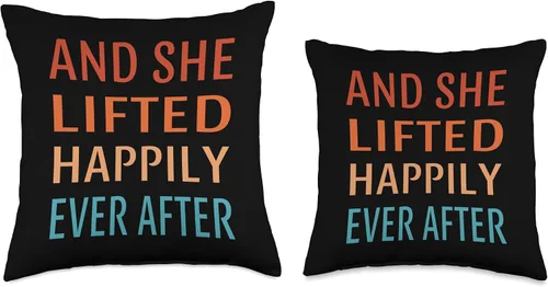 Vista 3 de Funny Fitness Gym Workout Tees And She Lifted Heavily Ever After Gym Funny Fitness Workout Throw Pillow, 16x16, Multicolor